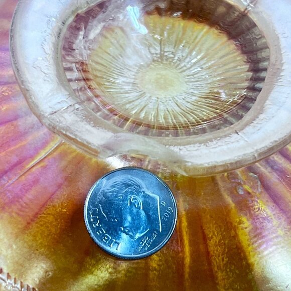 Fenton Carnival Glass Marigold Sunburst Bowl Ruffled Edge Iridescent Vtg READ - Picture 4 of 7
